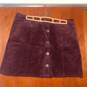 Forever 21 Maroon Corduroy Button-Front Skirt